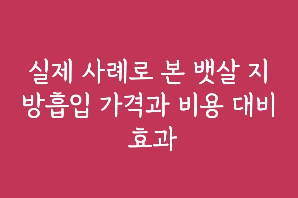 실제 사례로 본 뱃살 지방흡입 가격과 비용 대비 효과