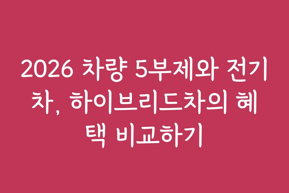2026 차량 5부제와 전기차, 하이브리드차의 혜택 비교하기