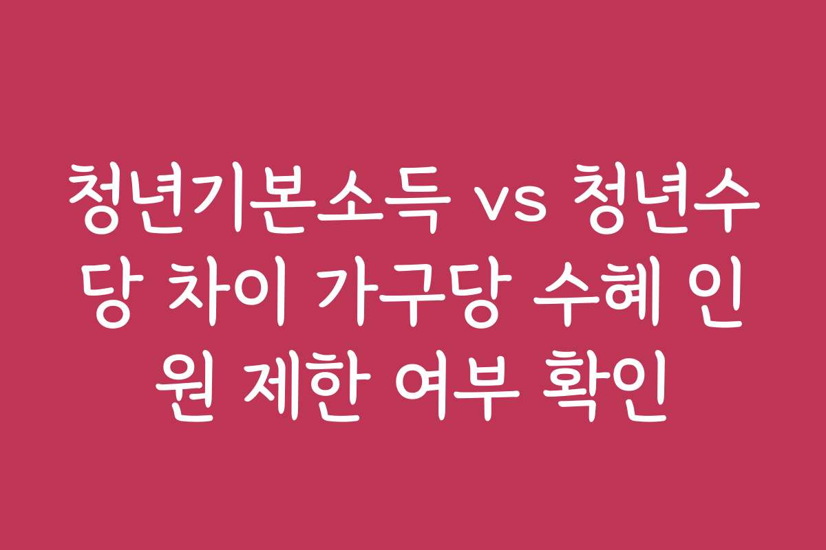 청년기본소득 vs 청년수당 차이 가구당 수혜 인원 제한 여부 확인