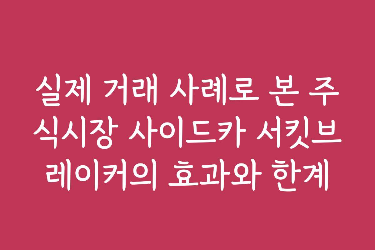 실제 거래 사례로 본 주식시장 사이드카 서킷브레이커의 효과와 한계