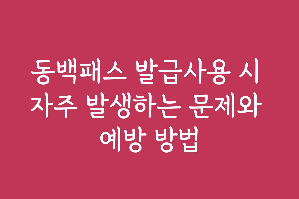 동백패스 발급사용 시 자주 발생하는 문제와 예방 방법