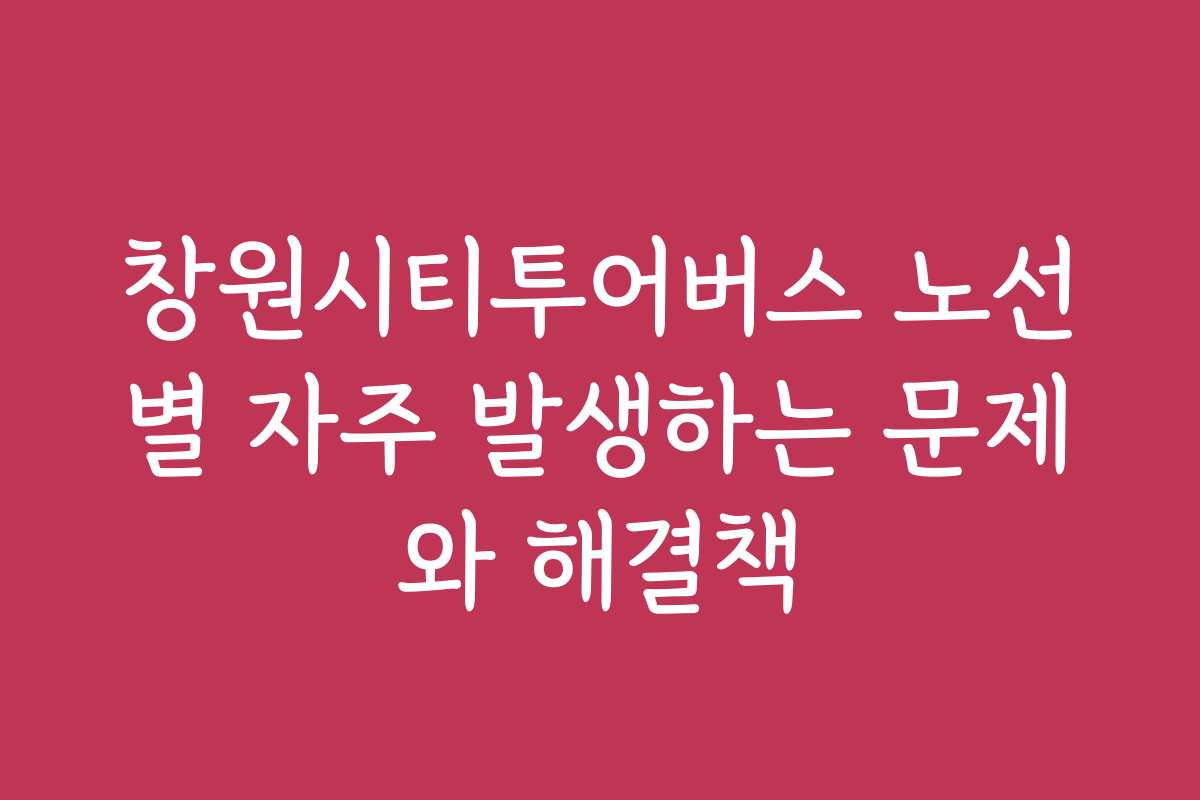 창원시티투어버스 노선별 자주 발생하는 문제와 해결책