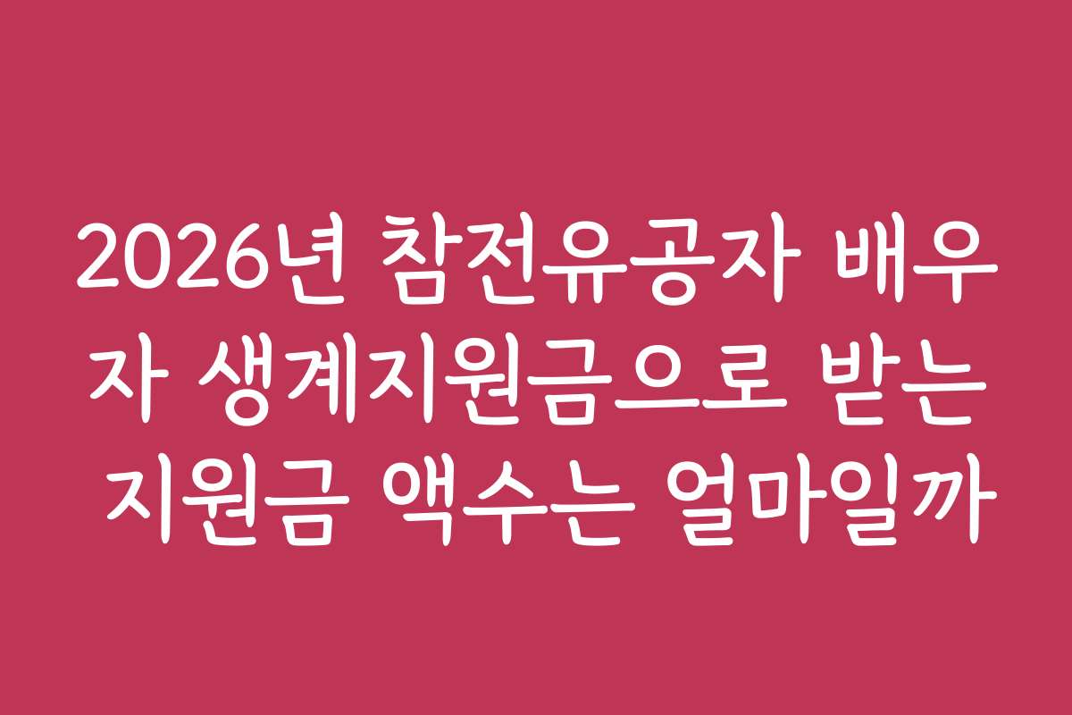 2026년 참전유공자 배우자 생계지원금으로 받는 지원금 액수는 얼마일까