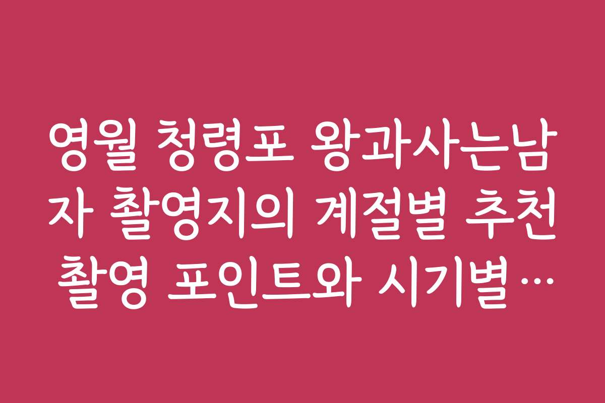 영월 청령포 왕과사는남자 촬영지의 계절별 추천 촬영 포인트와 시기별 방문 전략
