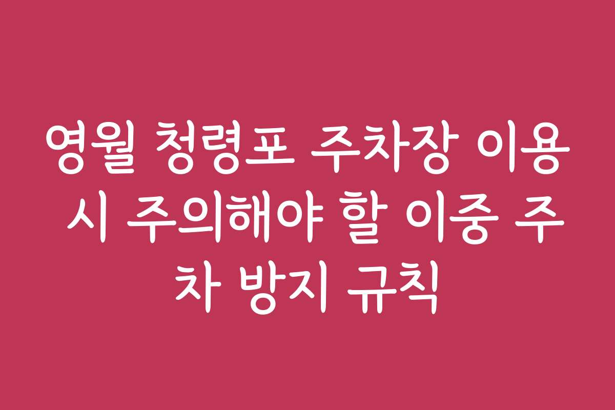 영월 청령포 주차장 이용 시 주의해야 할 이중 주차 방지 규칙