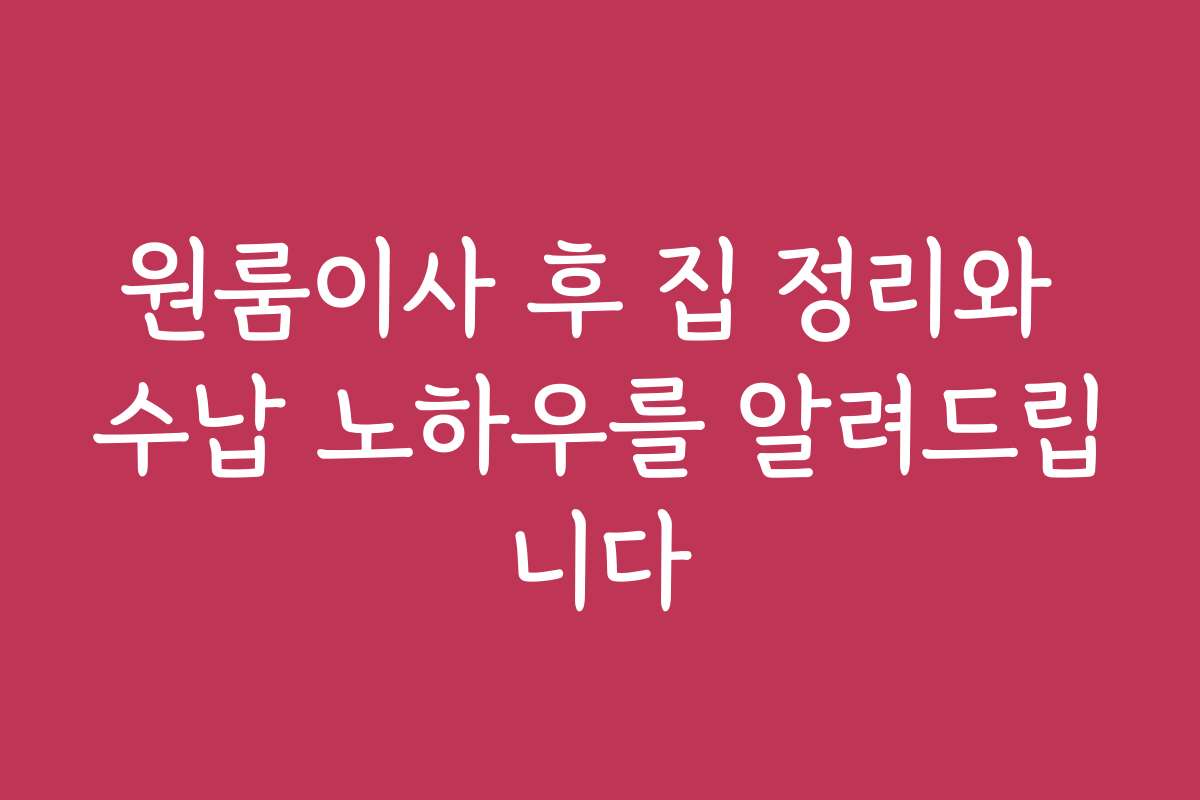 원룸이사 후 집 정리와 수납 노하우를 알려드립니다