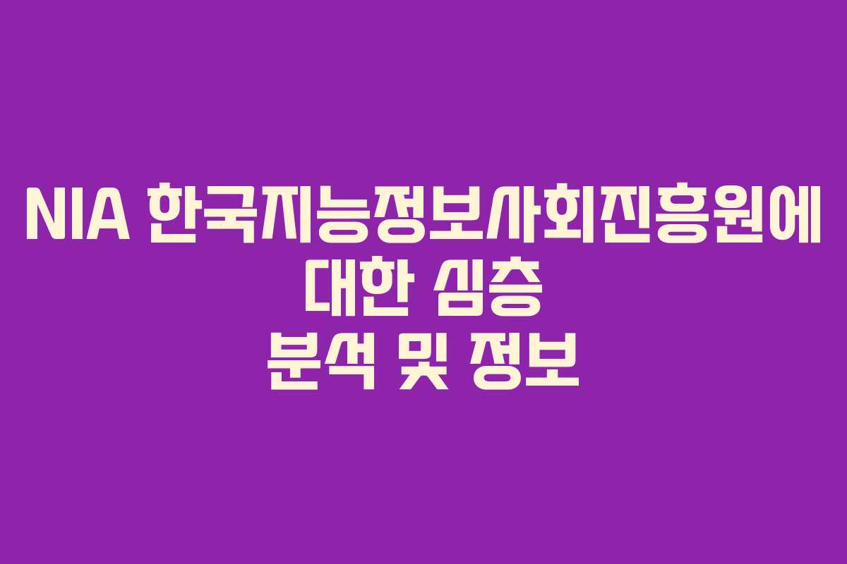 NIA 한국지능정보사회진흥원에 대한 심층 분석 및 정보