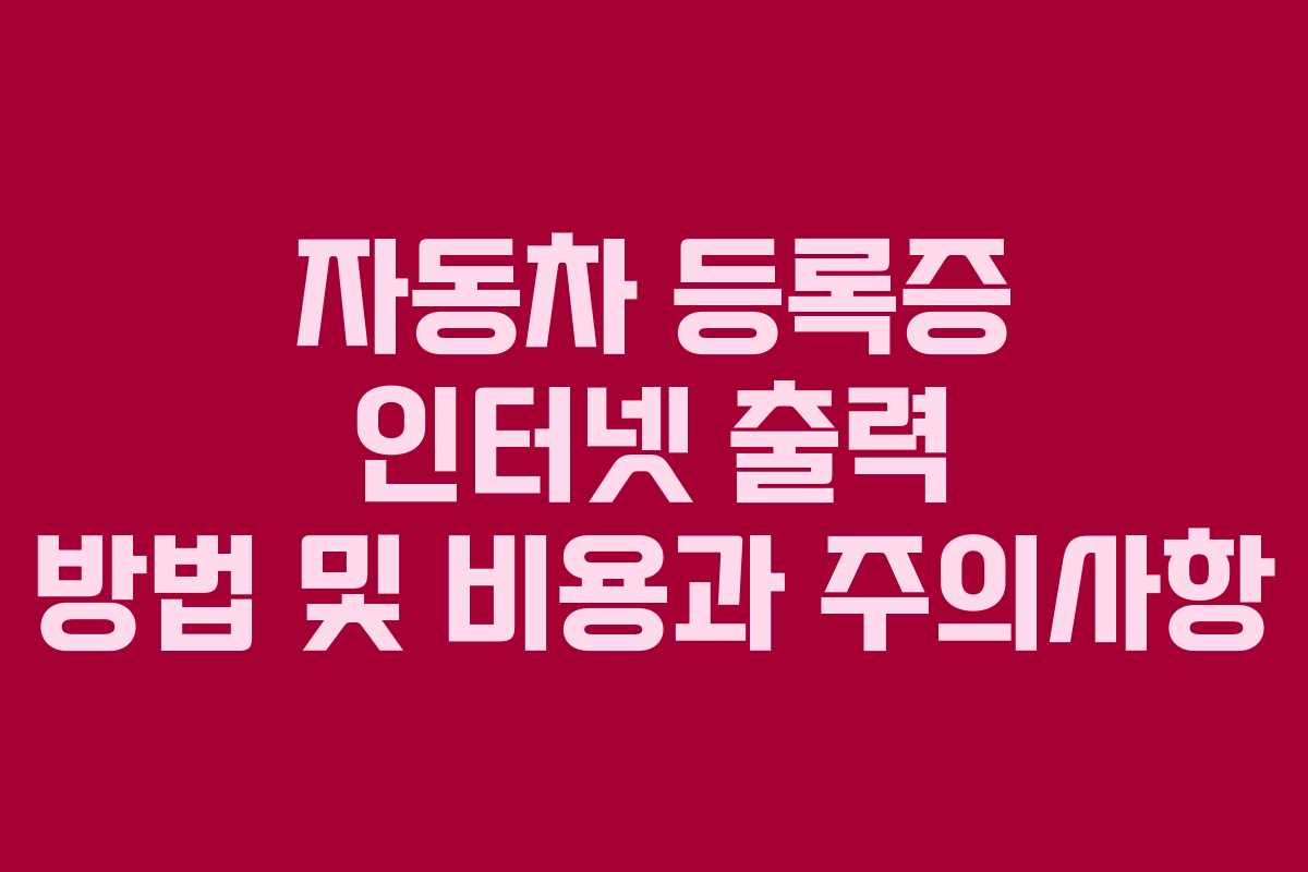 자동차 등록증 인터넷 출력 방법 및 비용과 주의사항