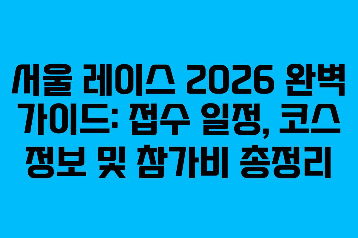 서울 레이스 2026 완벽 가이드: 접수 일정, 코스 정보 및 참가비 총정리