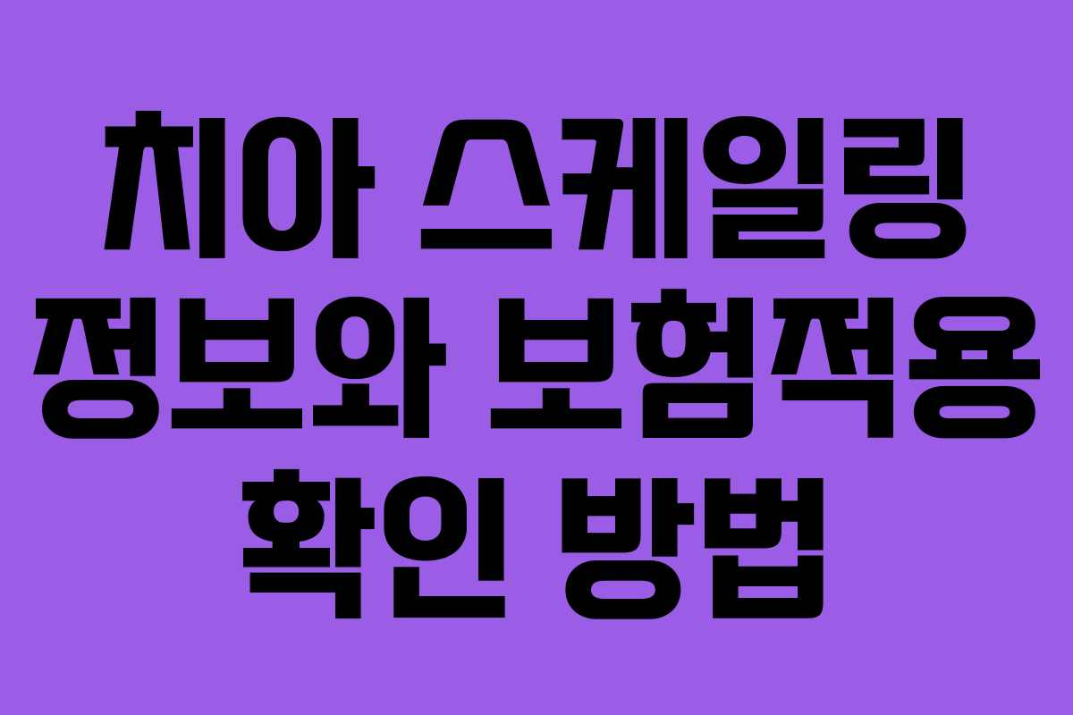 치아 스케일링 정보와 보험적용 확인 방법