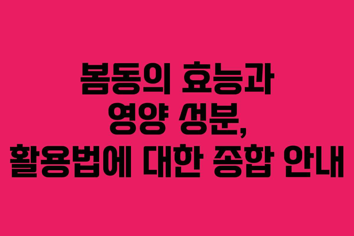 봄동의 효능과 영양 성분, 활용법에 대한 종합 안내