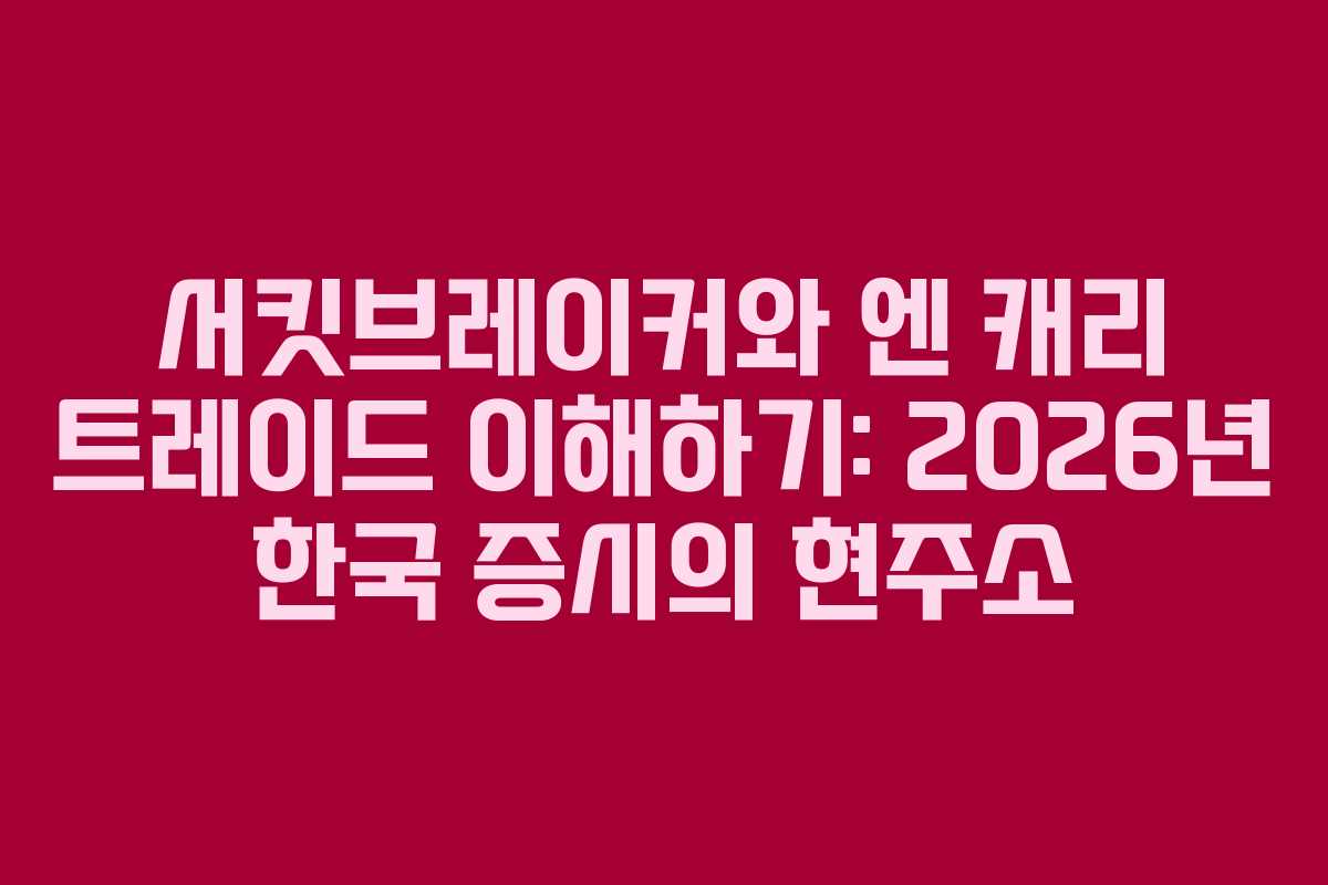 서킷브레이커와 엔 캐리 트레이드 이해하기: 2026년 한국 증시의 현주소