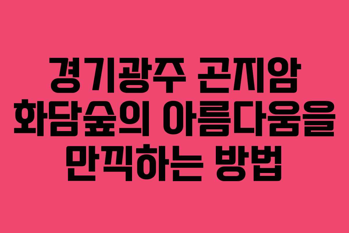 경기광주 곤지암 화담숲의 아름다움을 만끽하는 방법
