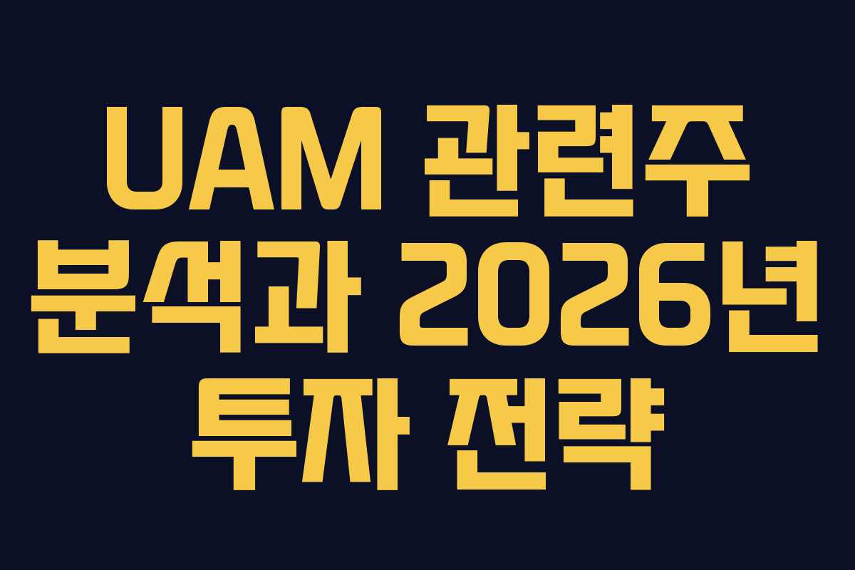 UAM 관련주 분석과 2026년 투자 전략