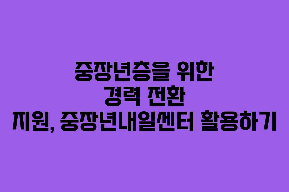 중장년층을 위한 경력 전환 지원, 중장년내일센터 활용하기