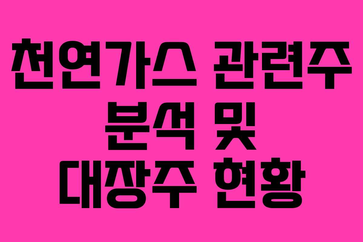 천연가스 관련주 분석 및 대장주 현황