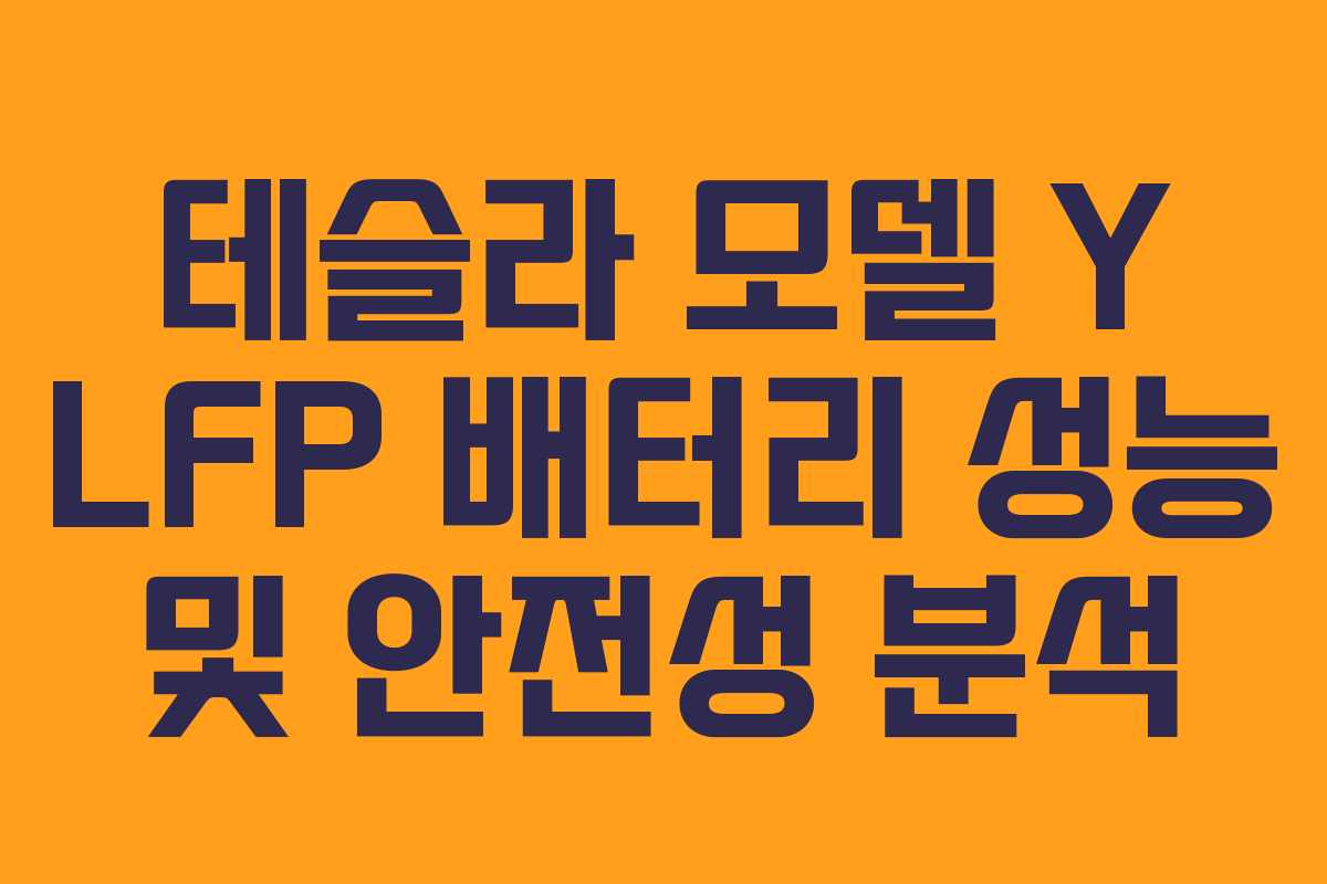 테슬라 모델 Y LFP 배터리 성능 및 안전성 분석