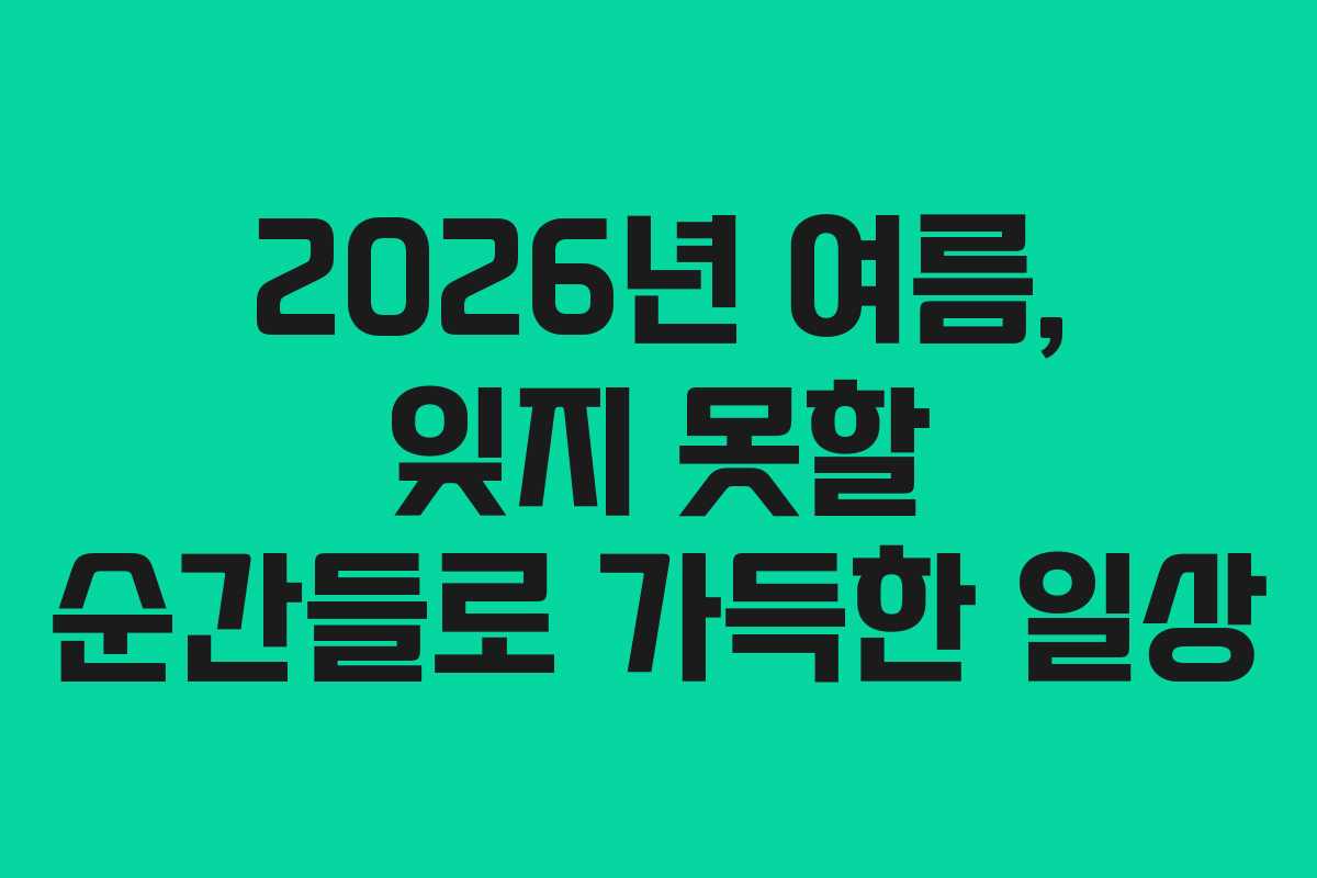 2026년 여름, 잊지 못할 순간들로 가득한 일상