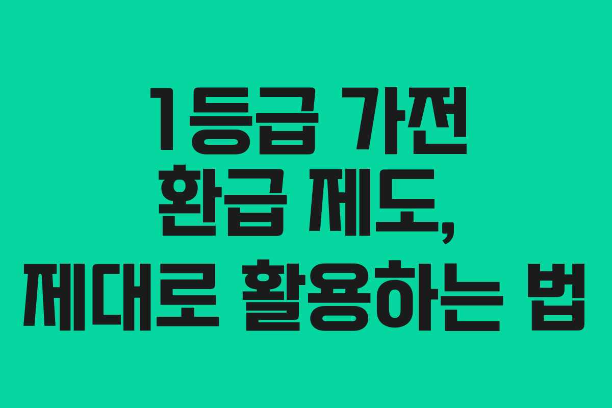1등급 가전 환급 제도, 제대로 활용하는 법