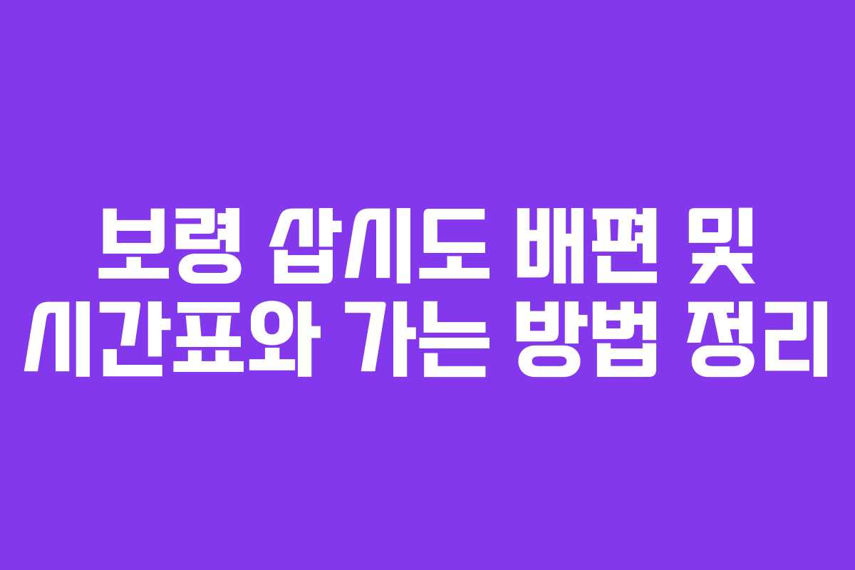보령 삽시도 배편 및 시간표와 가는 방법 정리