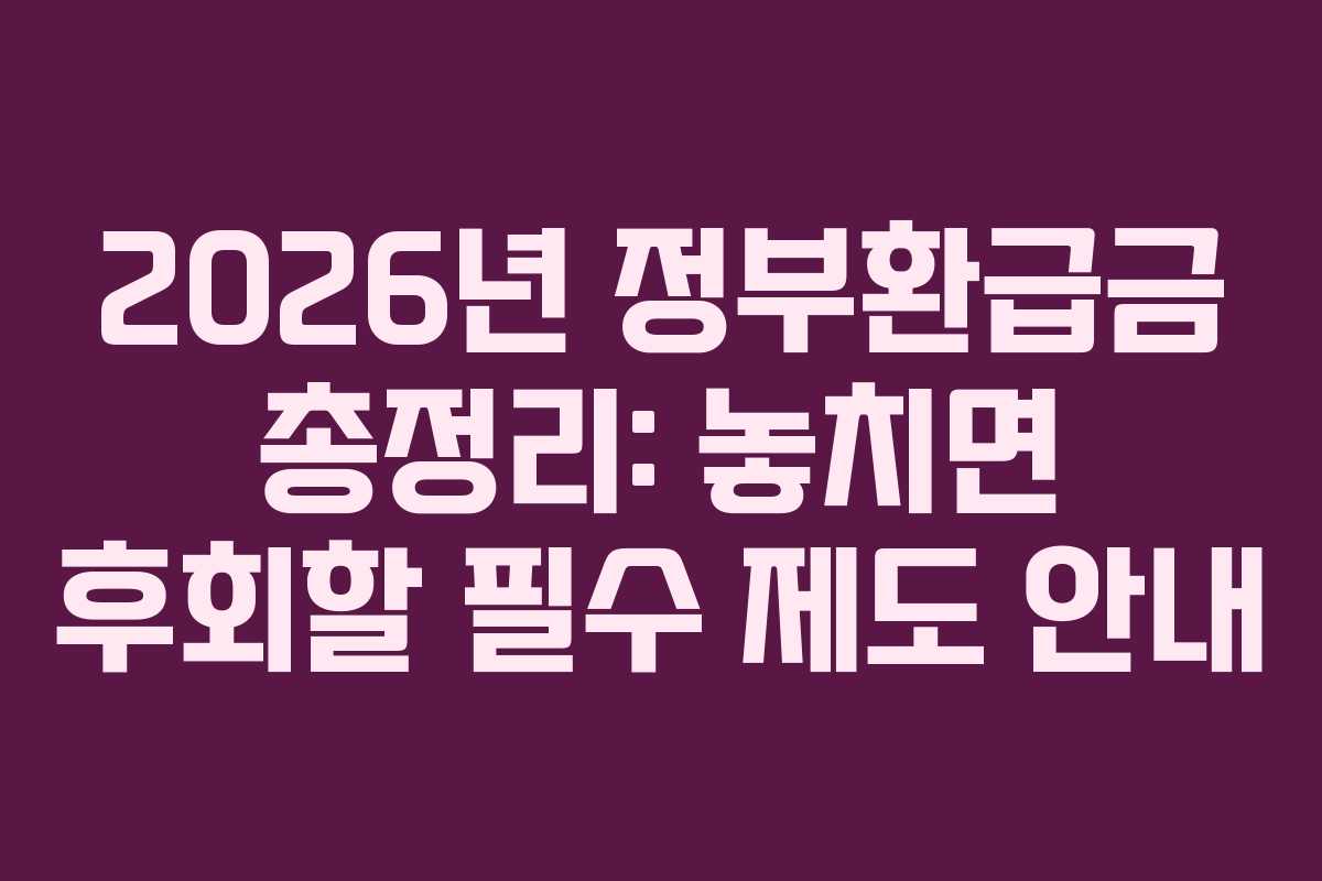 2026년 정부환급금 총정리: 놓치면 후회할 필수 제도 안내