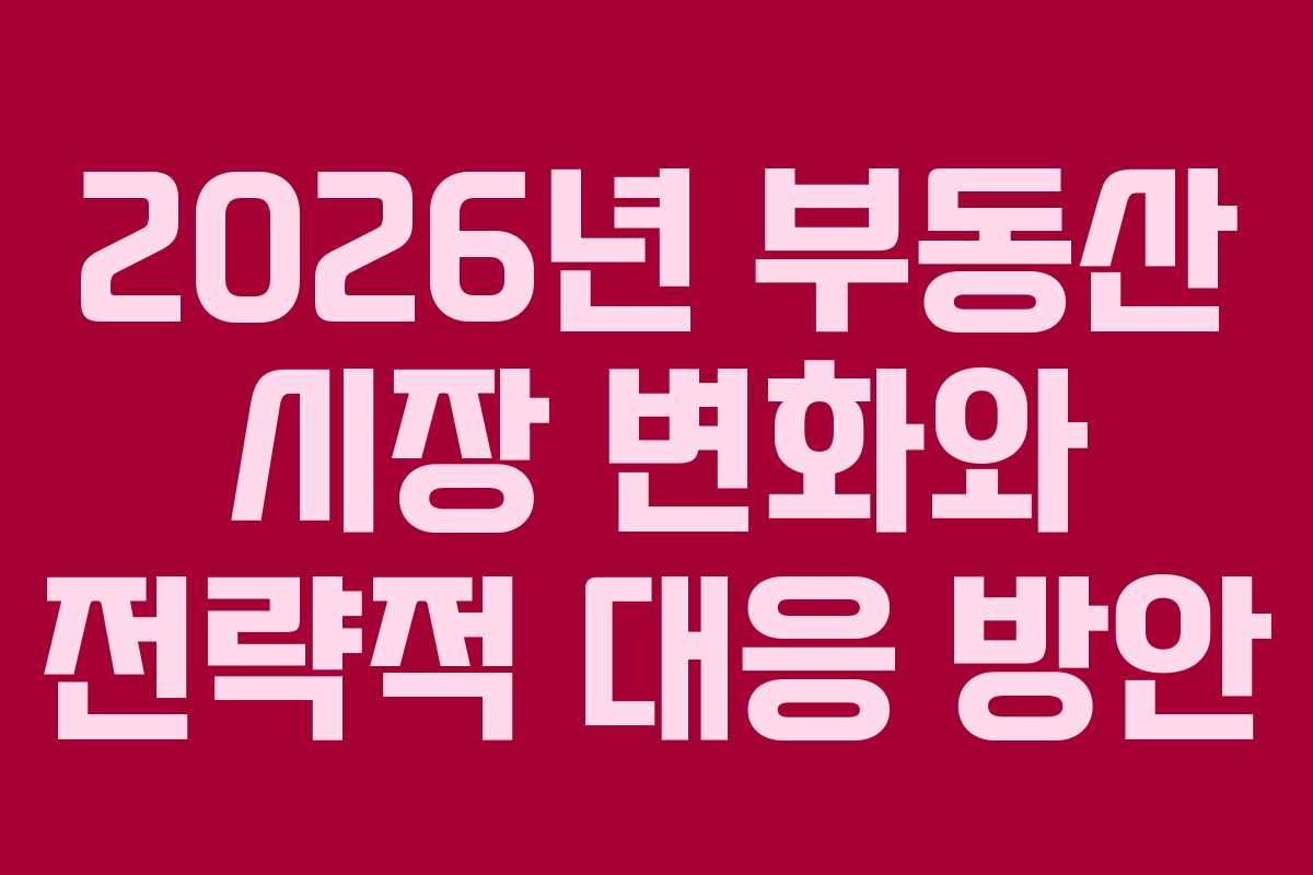 2026년 부동산 시장 변화와 전략적 대응 방안