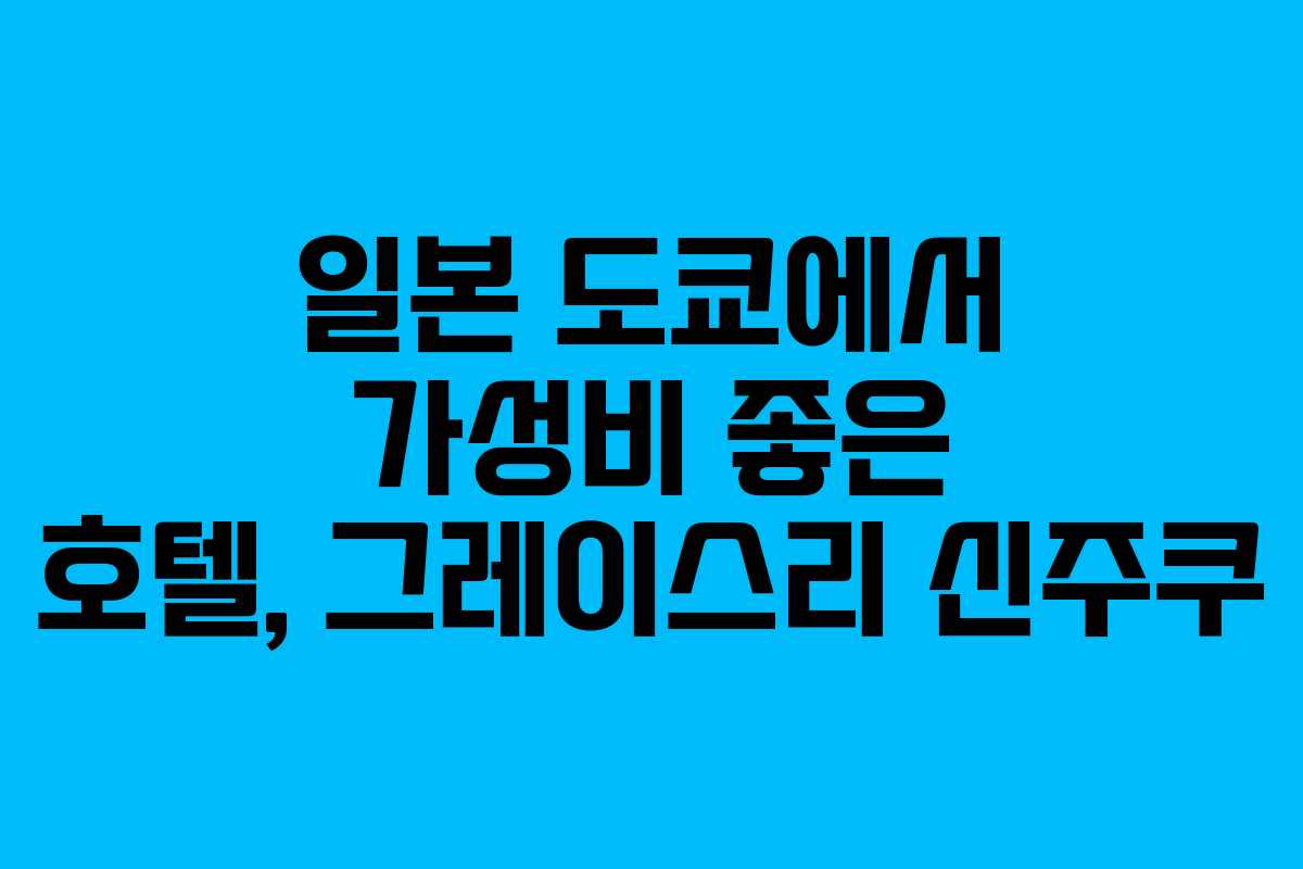 일본 도쿄에서 가성비 좋은 호텔, 그레이스리 신주쿠