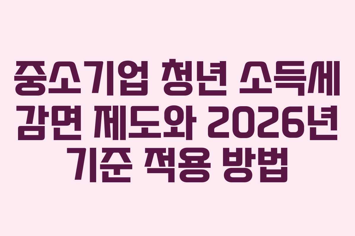 중소기업 청년 소득세 감면 제도와 2026년 기준 적용 방법