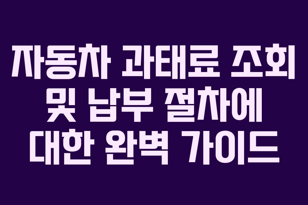 자동차 과태료 조회 및 납부 절차에 대한 완벽 가이드