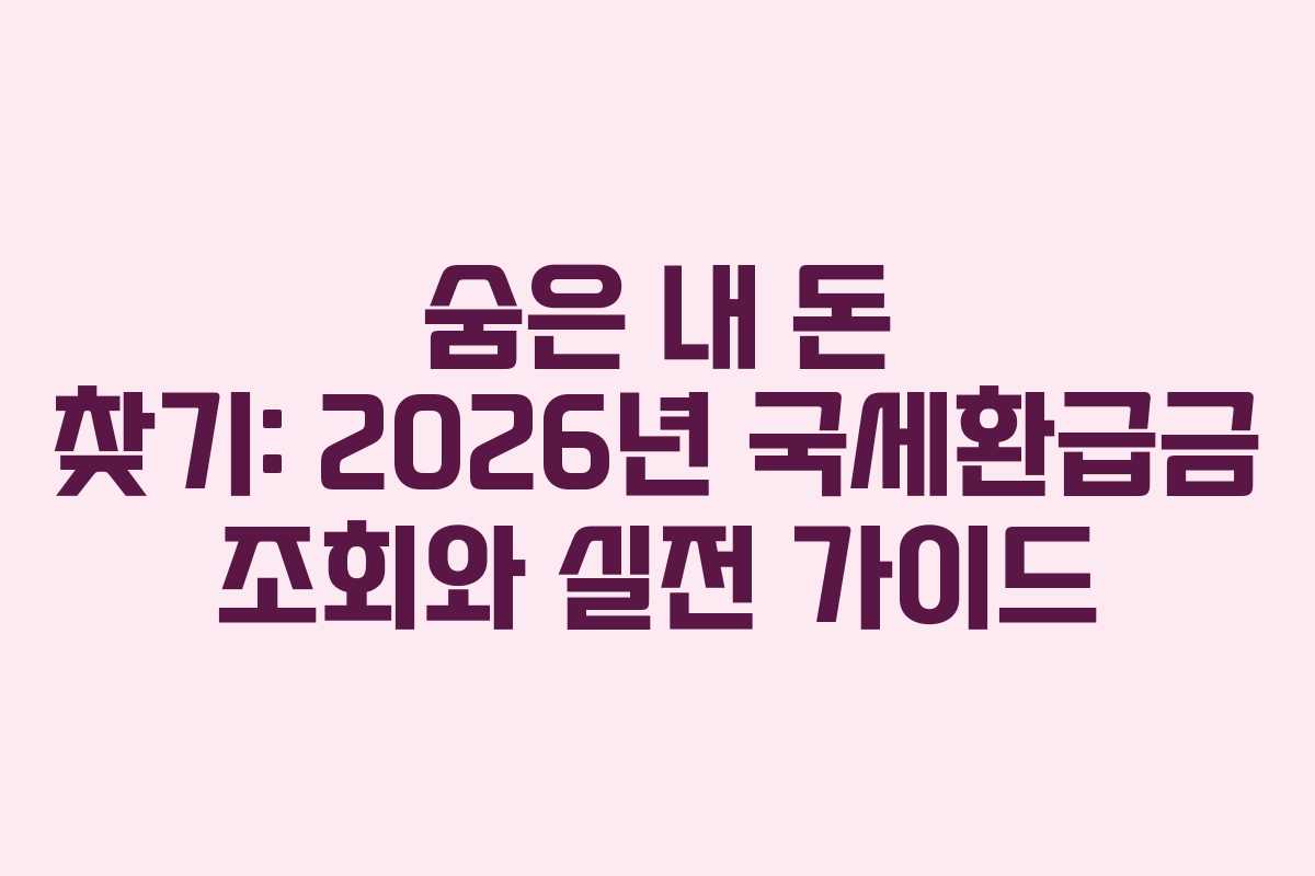 숨은 내 돈 찾기: 2026년 국세환급금 조회와 실전 가이드
