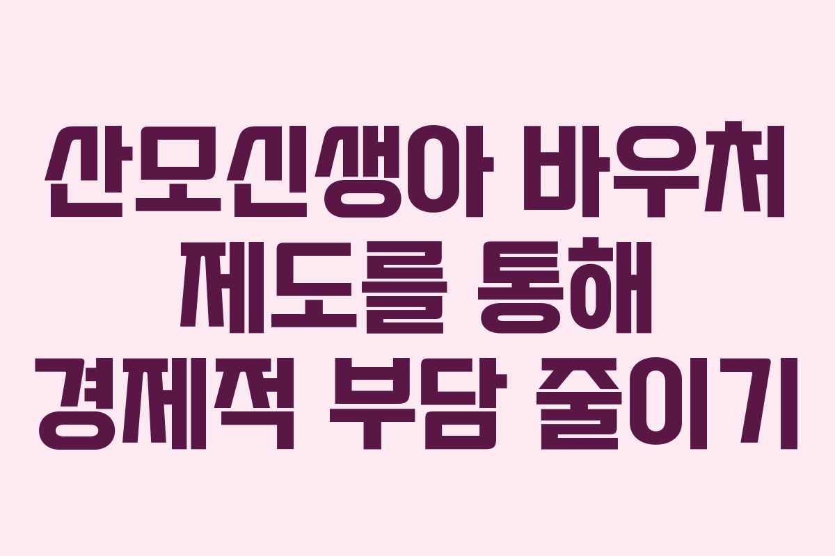 산모신생아 바우처 제도를 통해 경제적 부담 줄이기