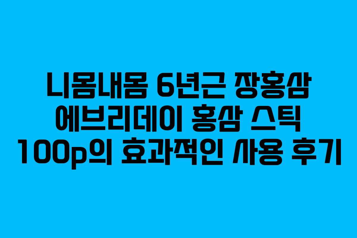 니몸내몸 6년근 장홍삼 에브리데이 홍삼 스틱 100p의 효과적인 사용 후기