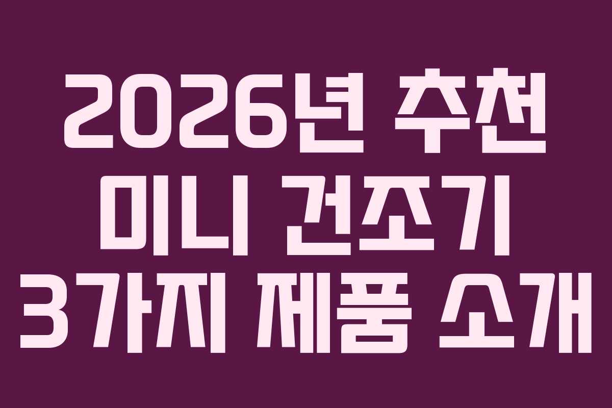2026년 추천 미니 건조기 3가지 제품 소개
