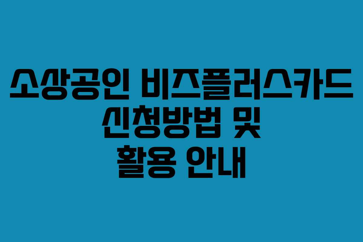 소상공인 비즈플러스카드 신청방법 및 활용 안내
