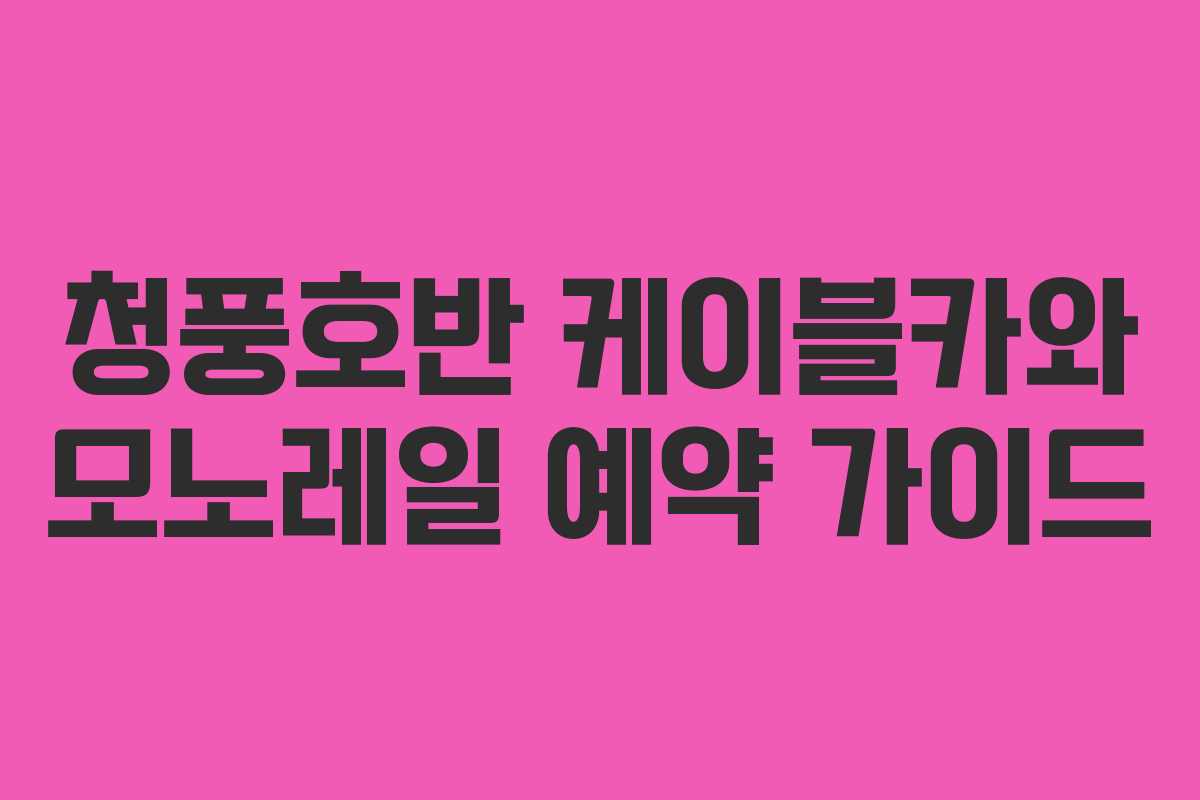 청풍호반 케이블카와 모노레일 예약 가이드