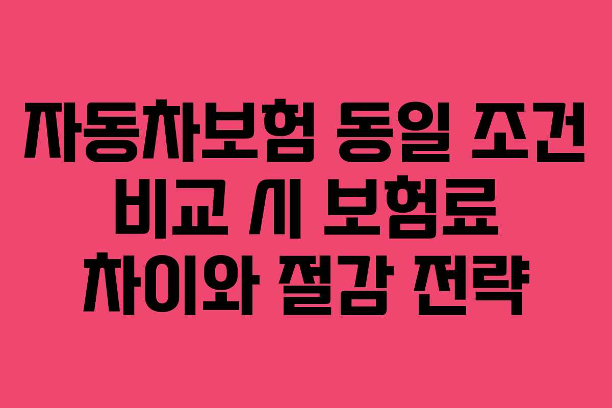 자동차보험 동일 조건 비교 시 보험료 차이와 절감 전략