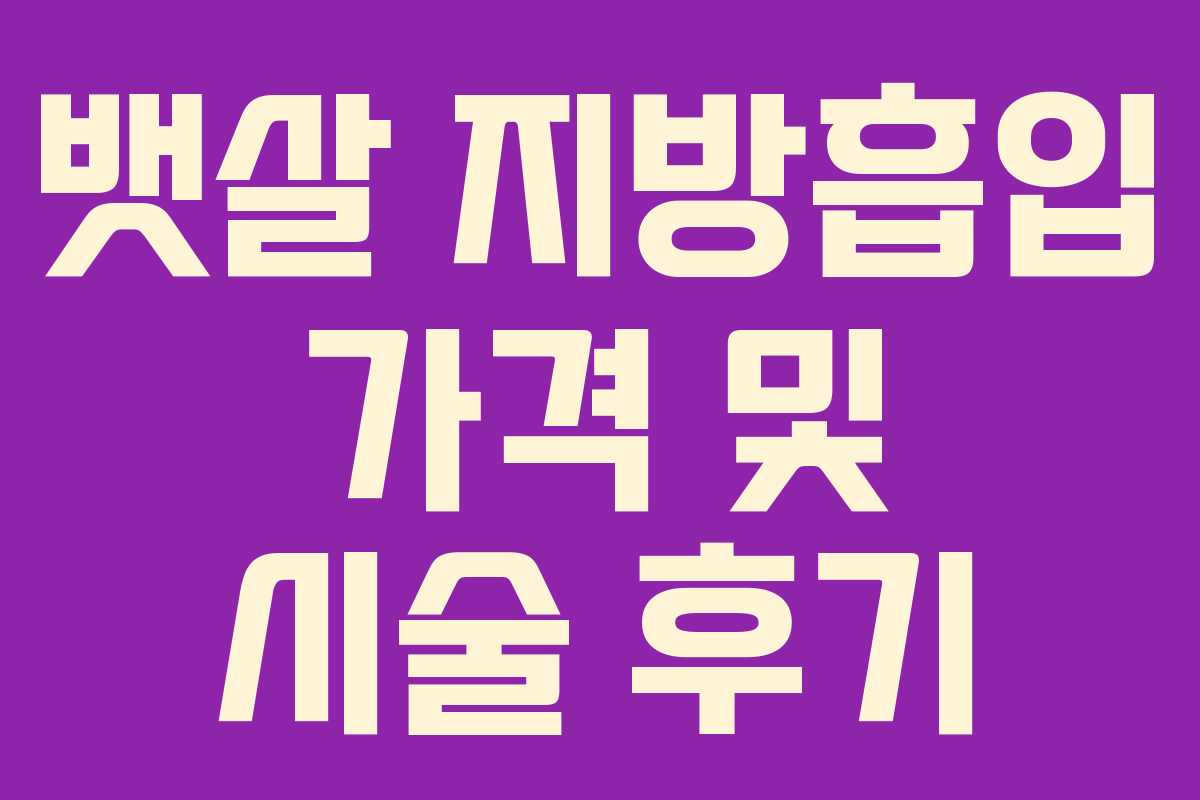 뱃살 지방흡입 가격 및 시술 후기