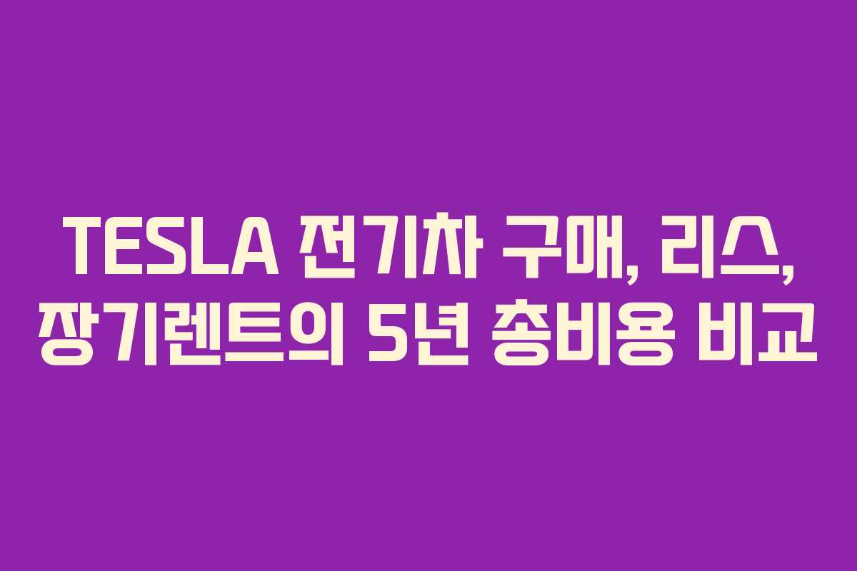 TESLA 전기차 구매, 리스, 장기렌트의 5년 총비용 비교