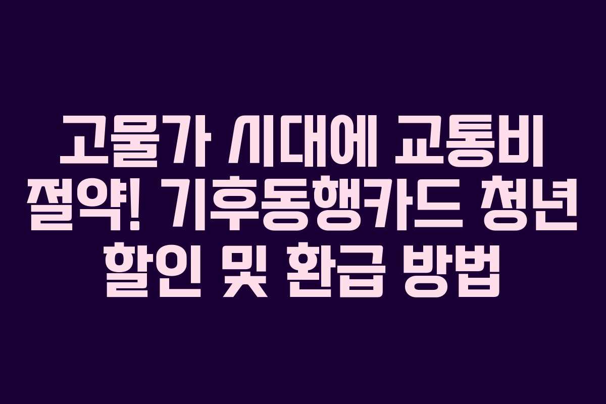 고물가 시대에 교통비 절약! 기후동행카드 청년 할인 및 환급 방법