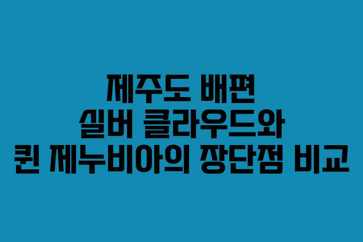 제주도 배편 실버 클라우드와 퀸 제누비아의 장단점 비교