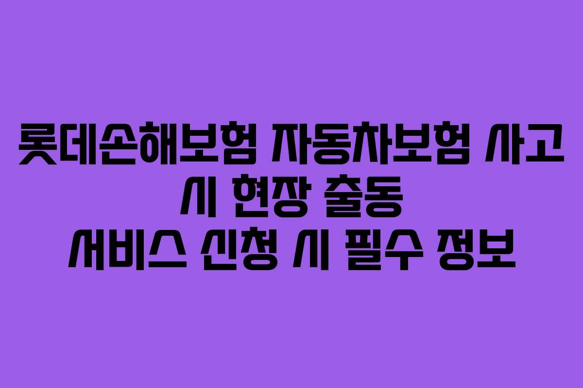 롯데손해보험 자동차보험 사고 시 현장 출동 서비스 신청 시 필수 정보