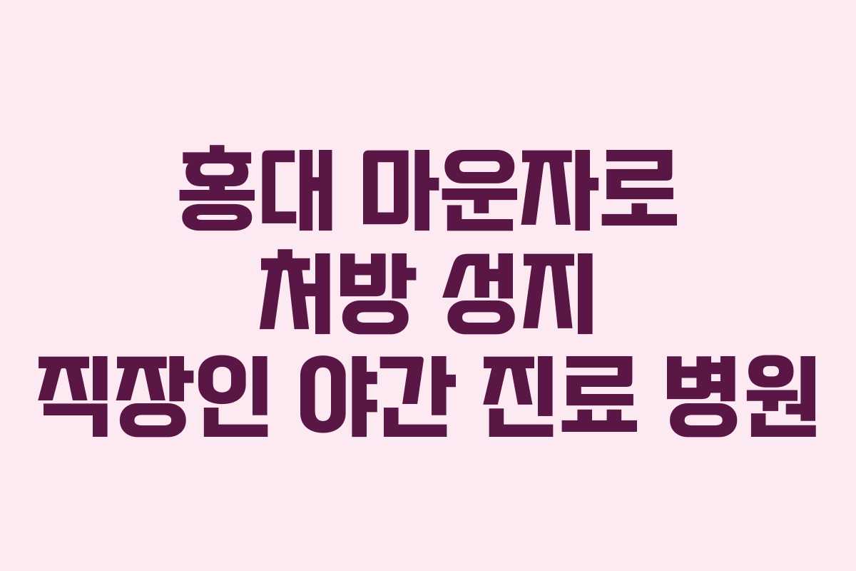 홍대 마운자로 처방 성지 직장인 야간 진료 병원