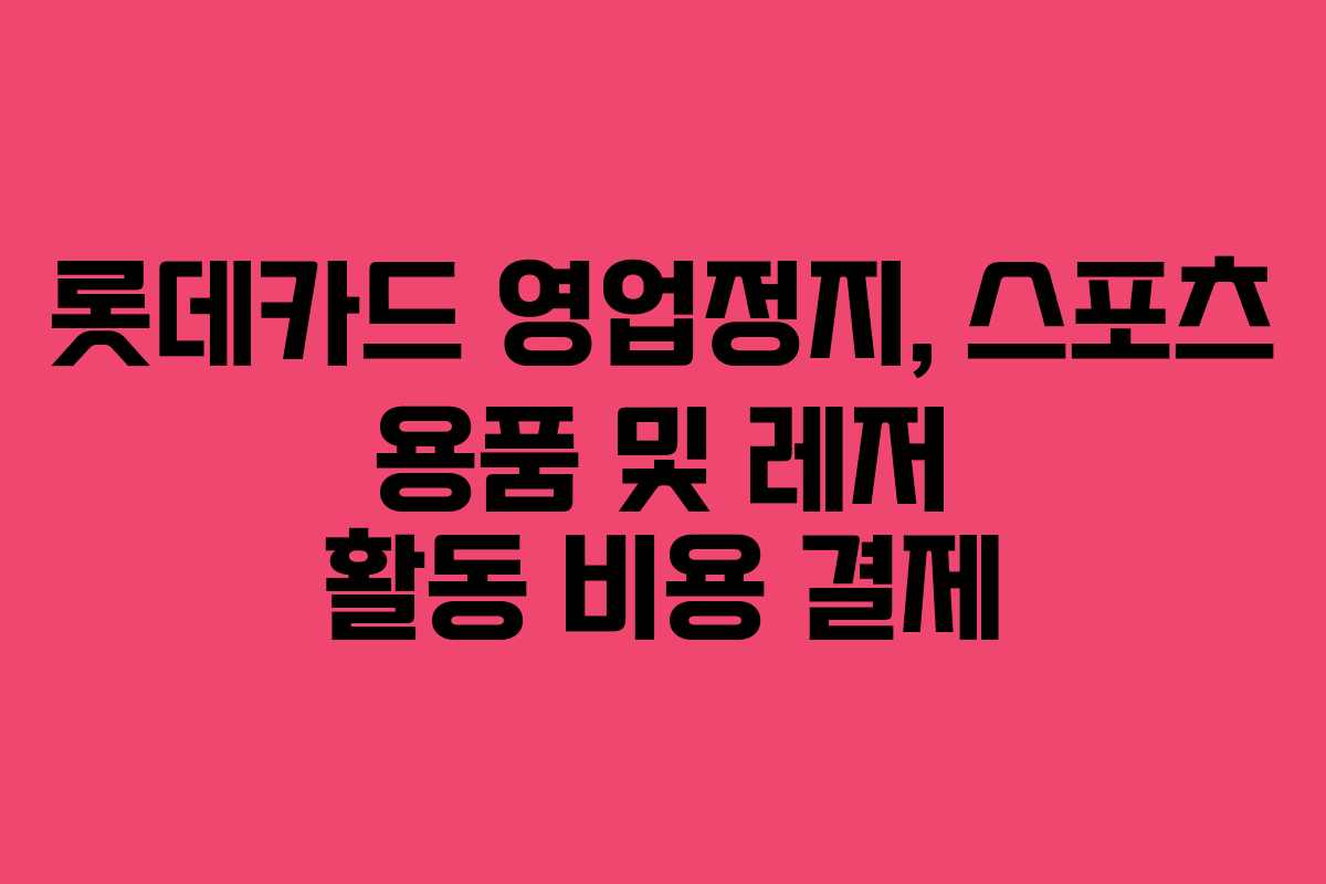 롯데카드 영업정지, 스포츠 용품 및 레저 활동 비용 결제