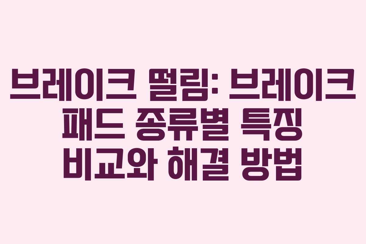 브레이크 떨림: 브레이크 패드 종류별 특징 비교와 해결 방법