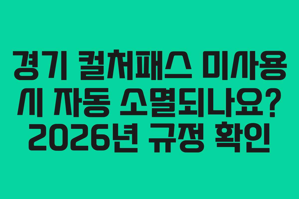 경기 컬처패스 미사용 시 자동 소멸되나요? 2026년 규정 확인