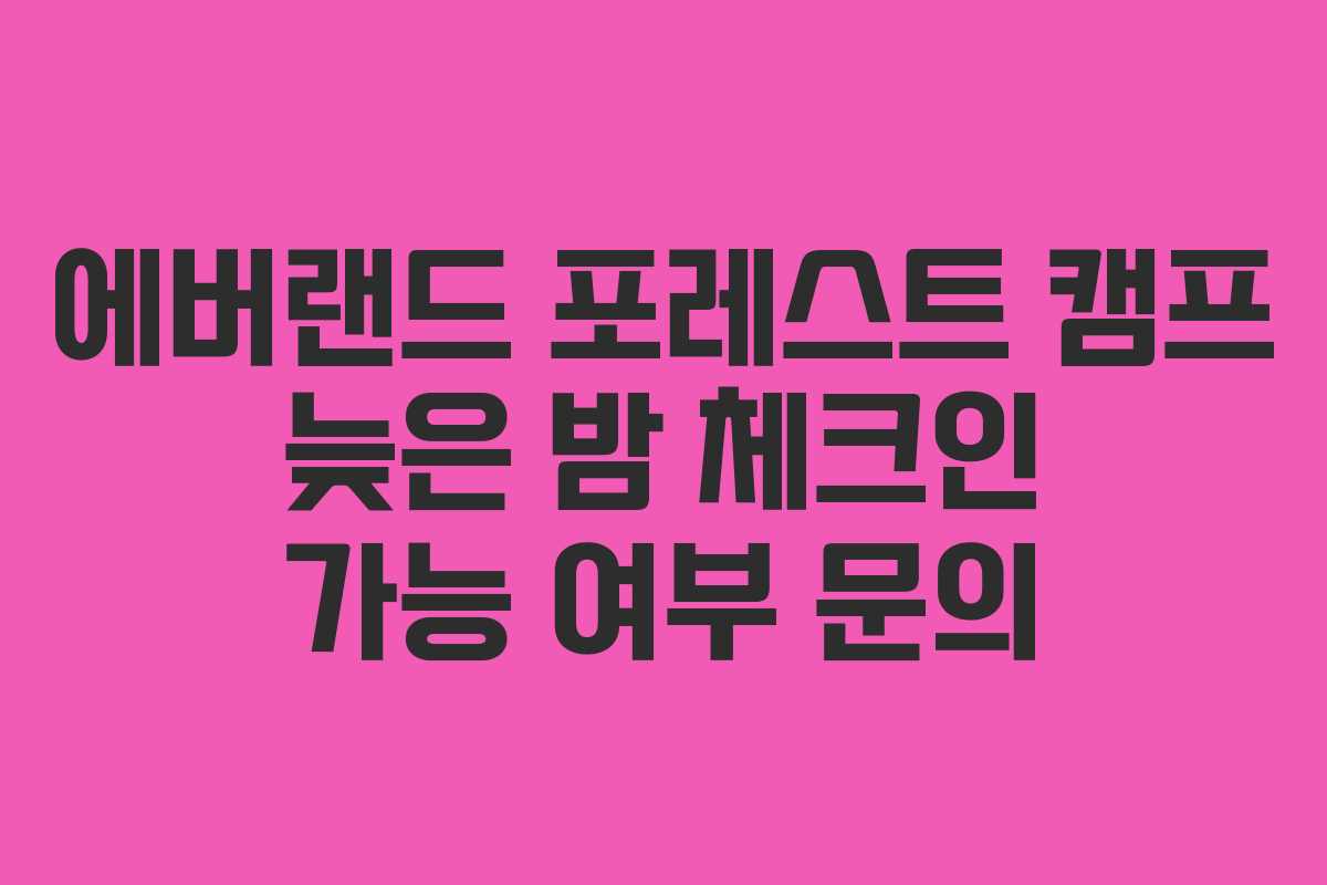 에버랜드 포레스트 캠프 늦은 밤 체크인 가능 여부 문의