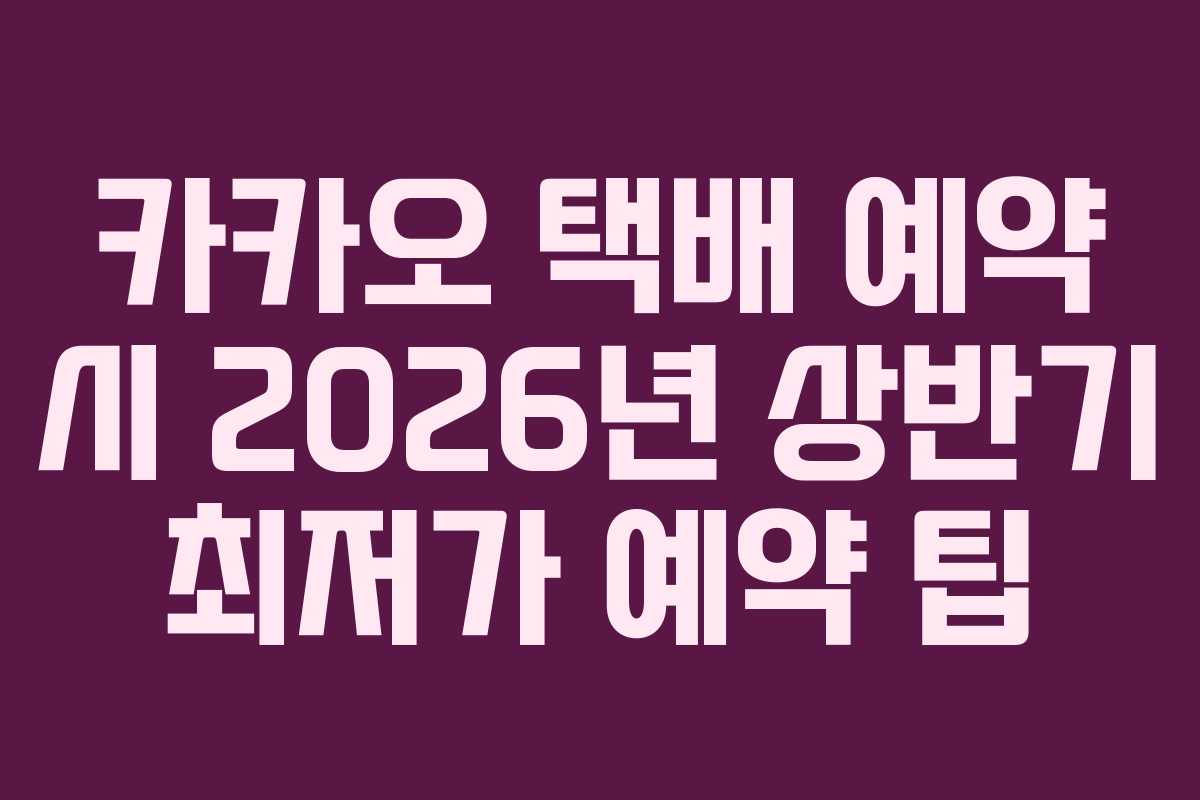 카카오 택배 예약 시 2026년 상반기 최저가 예약 팁