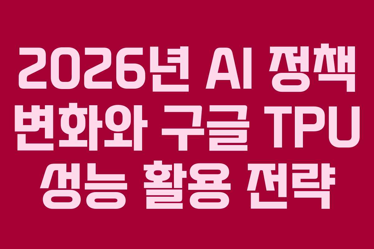 2026년 AI 정책 변화와 구글 TPU 성능 활용 전략