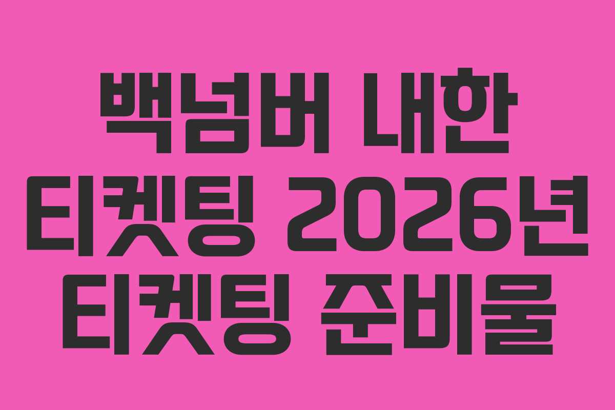 백넘버 내한 티켓팅 2026년 티켓팅 준비물