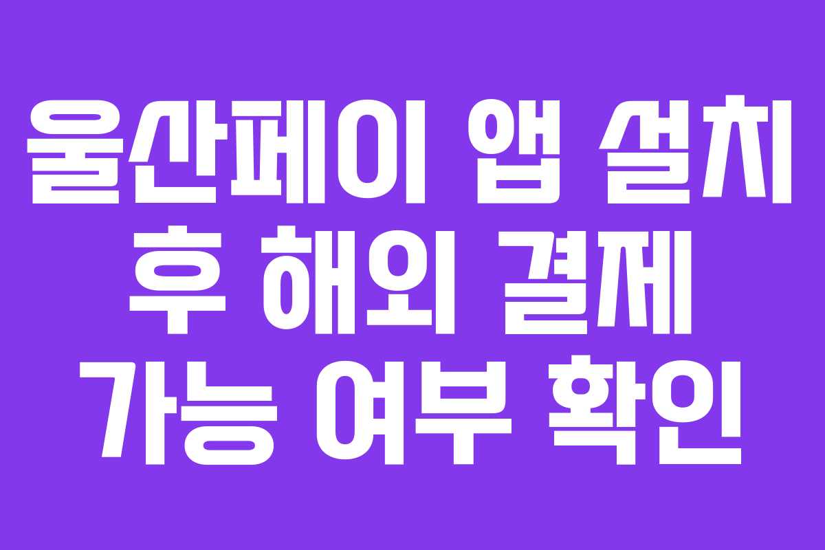 울산페이 앱 설치 후 해외 결제 가능 여부 확인